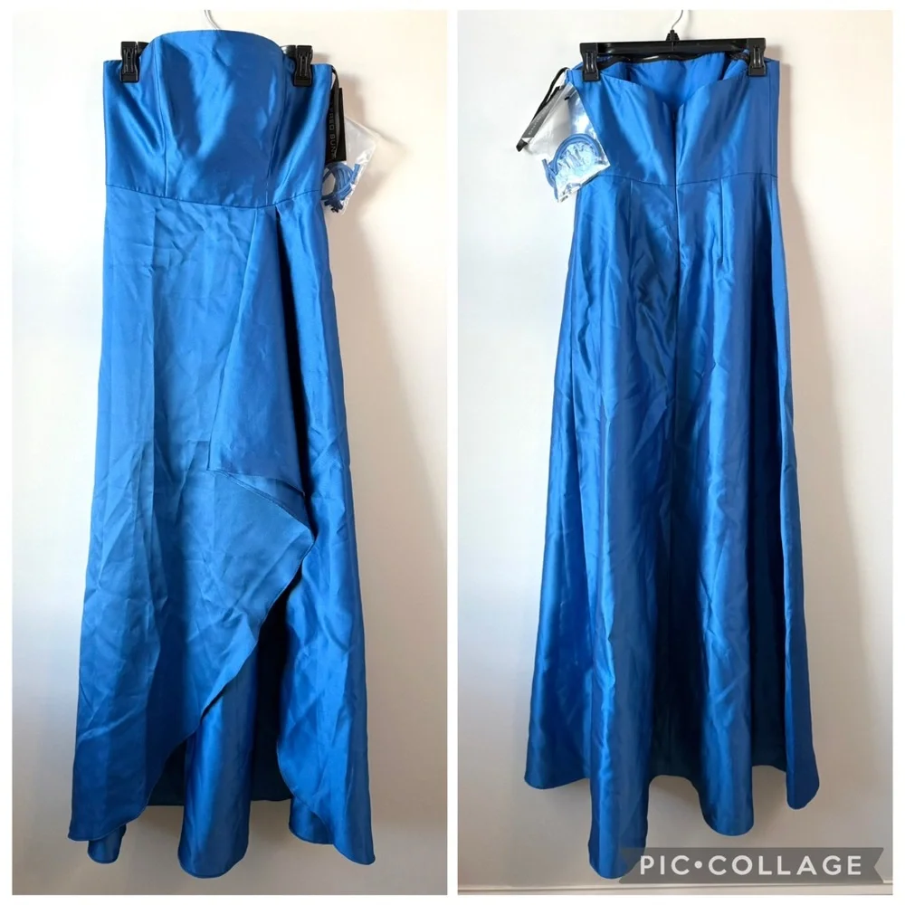 Alfred Sung D832 Strapless Satin Twill Gown‎ Classic Blue 8 - Picture 3 of 9